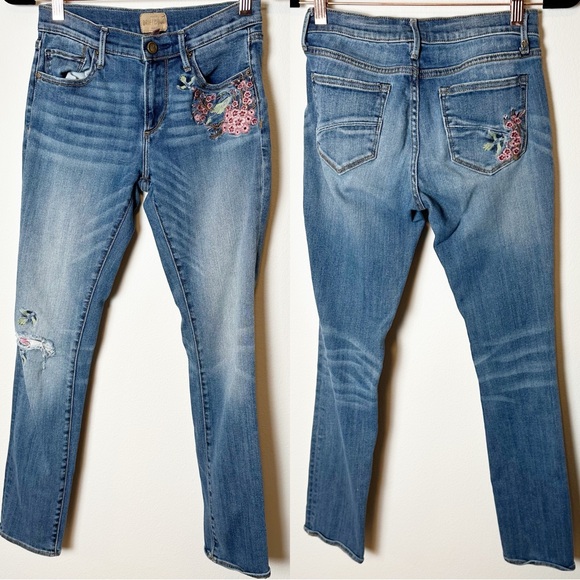 Driftwood Denim Audrey Jeans Floral Embroidered Peacock 26 - Picture 1 of 8